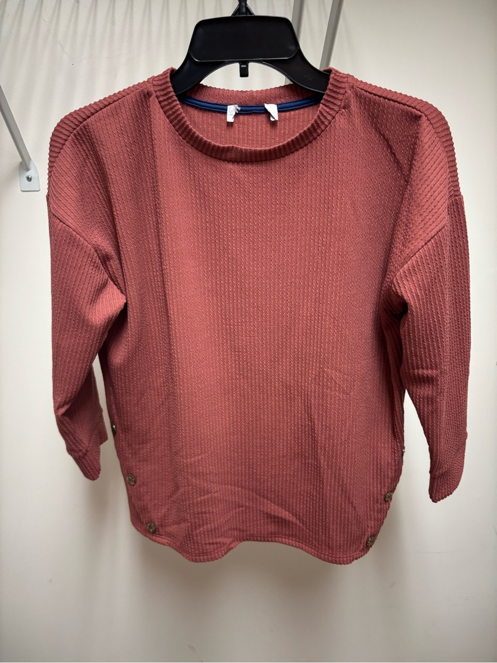Women's Ribbed Crewneck Top in Dusty Rose